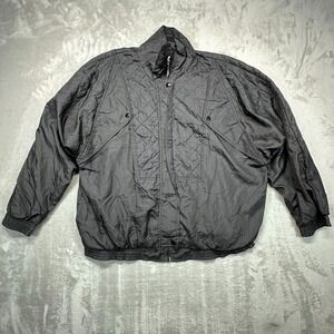 Casual Isle Womens Medium Black Quilted Windbreaker Jacket Snap Full Zip Outdoor